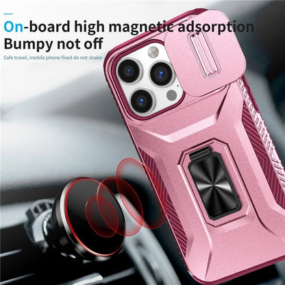 For iPhone 13 Pro Phone Case Impact-Resistant Armor Cover with Slide Camera Lid