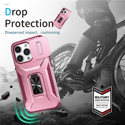 For iPhone 13 Pro Phone Case Impact-Resistant Armor Cover with Slide Camera Lid