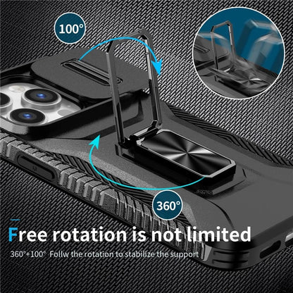 For iPhone 13 Pro Phone Case Impact-Resistant Armor Cover with Slide Camera Lid