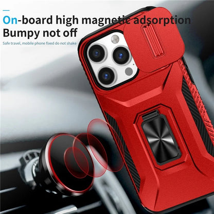 For iPhone 13 Pro Phone Case Impact-Resistant Armor Cover with Slide Camera Lid