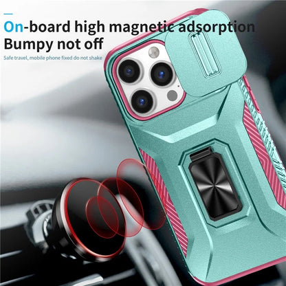 For iPhone 13 Pro Phone Case Impact-Resistant Armor Cover with Slide Camera Lid