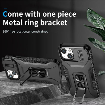 For iPhone 13 / 14 Case Slide Lens Protection Phone Cover Support Car Magnetic Mount