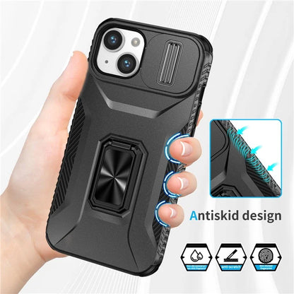 For iPhone 13 / 14 Case Slide Lens Protection Phone Cover Support Car Magnetic Mount