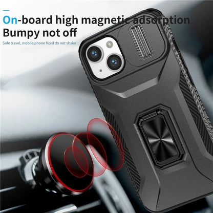 For iPhone 13 / 14 Case Slide Lens Protection Phone Cover Support Car Magnetic Mount