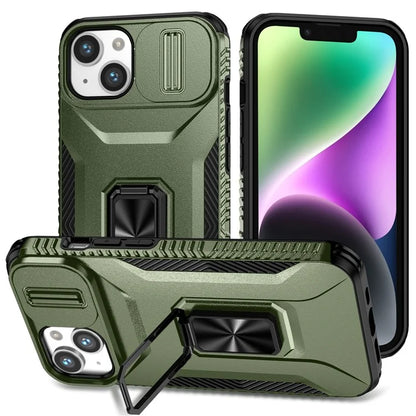 For iPhone 13 / 14 Case Slide Lens Protection Phone Cover Support Car Magnetic Mount