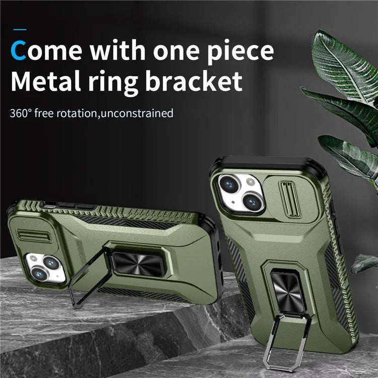 For iPhone 13 / 14 Case Slide Lens Protection Phone Cover Support Car Magnetic Mount