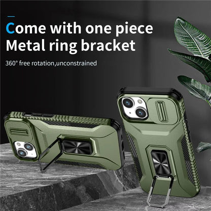For iPhone 13 / 14 Case Slide Lens Protection Phone Cover Support Car Magnetic Mount