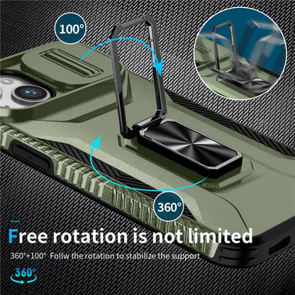 For iPhone 13 / 14 Case Slide Lens Protection Phone Cover Support Car Magnetic Mount