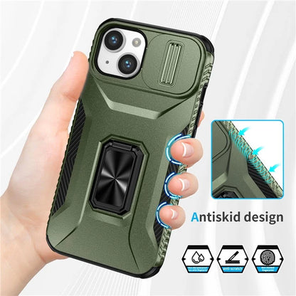 For iPhone 13 / 14 Case Slide Lens Protection Phone Cover Support Car Magnetic Mount