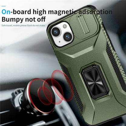 For iPhone 13 / 14 Case Slide Lens Protection Phone Cover Support Car Magnetic Mount