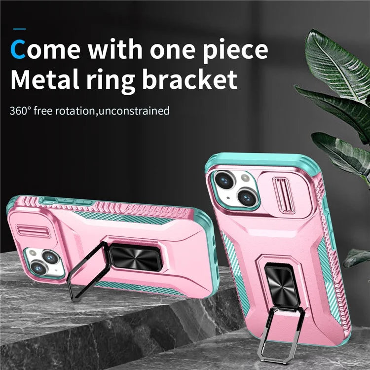 For iPhone 13 / 14 Case Slide Lens Protection Phone Cover Support Car Magnetic Mount