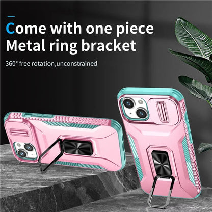 For iPhone 13 / 14 Case Slide Lens Protection Phone Cover Support Car Magnetic Mount