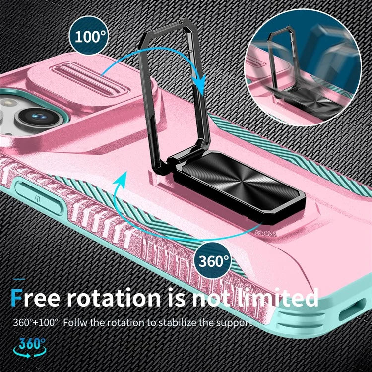 For iPhone 13 / 14 Case Slide Lens Protection Phone Cover Support Car Magnetic Mount