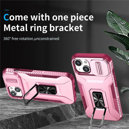 For iPhone 13 / 14 Case Slide Lens Protection Phone Cover Support Car Magnetic Mount