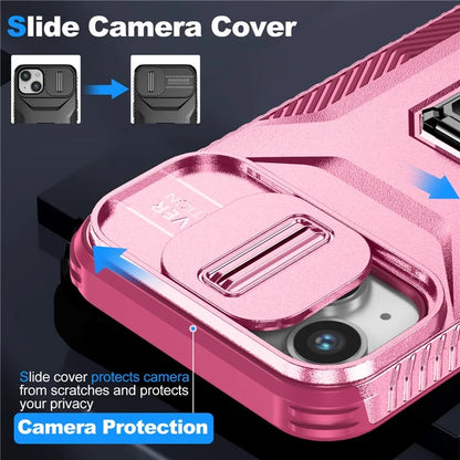 For iPhone 13 / 14 Case Slide Lens Protection Phone Cover Support Car Magnetic Mount