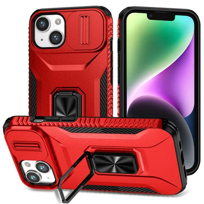 For iPhone 13 / 14 Case Slide Lens Protection Phone Cover Support Car Magnetic Mount