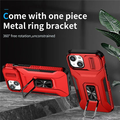 For iPhone 13 / 14 Case Slide Lens Protection Phone Cover Support Car Magnetic Mount