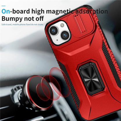 For iPhone 13 / 14 Case Slide Lens Protection Phone Cover Support Car Magnetic Mount