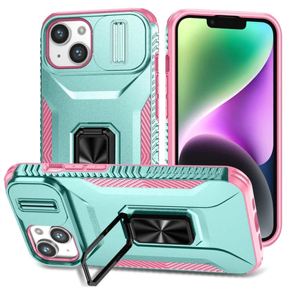 For iPhone 13 / 14 Case Slide Lens Protection Phone Cover Support Car Magnetic Mount