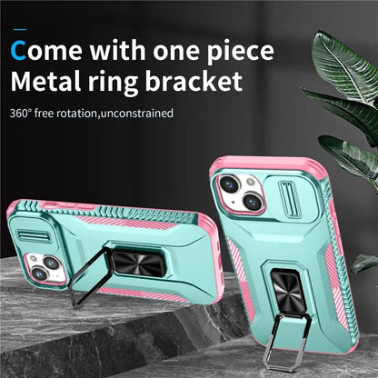 For iPhone 13 / 14 Case Slide Lens Protection Phone Cover Support Car Magnetic Mount