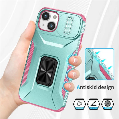 For iPhone 13 / 14 Case Slide Lens Protection Phone Cover Support Car Magnetic Mount