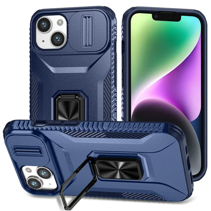 For iPhone 13 / 14 Case Slide Lens Protection Phone Cover Support Car Magnetic Mount