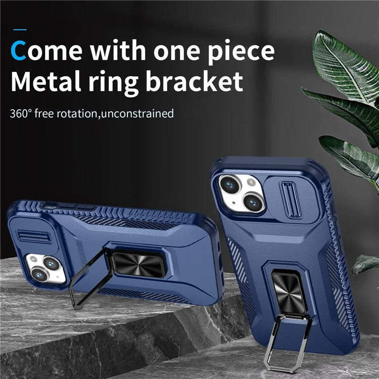 For iPhone 13 / 14 Case Slide Lens Protection Phone Cover Support Car Magnetic Mount
