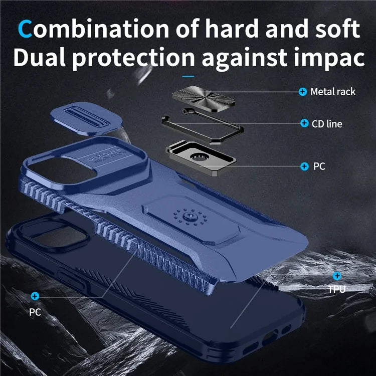For iPhone 13 / 14 Case Slide Lens Protection Phone Cover Support Car Magnetic Mount
