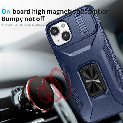 For iPhone 13 / 14 Case Slide Lens Protection Phone Cover Support Car Magnetic Mount
