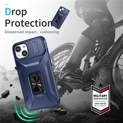 For iPhone 13 / 14 Case Slide Lens Protection Phone Cover Support Car Magnetic Mount