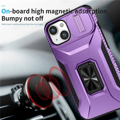 For iPhone 13 / 14 Case Slide Lens Protection Phone Cover Support Car Magnetic Mount