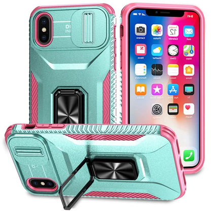 For iPhone X / XS Case with Camera Cover Slider, PC+TPU Armour Phone Shell
