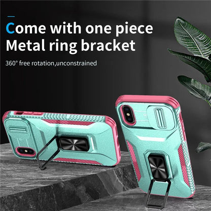 For iPhone X / XS Case with Camera Cover Slider, PC+TPU Armour Phone Shell