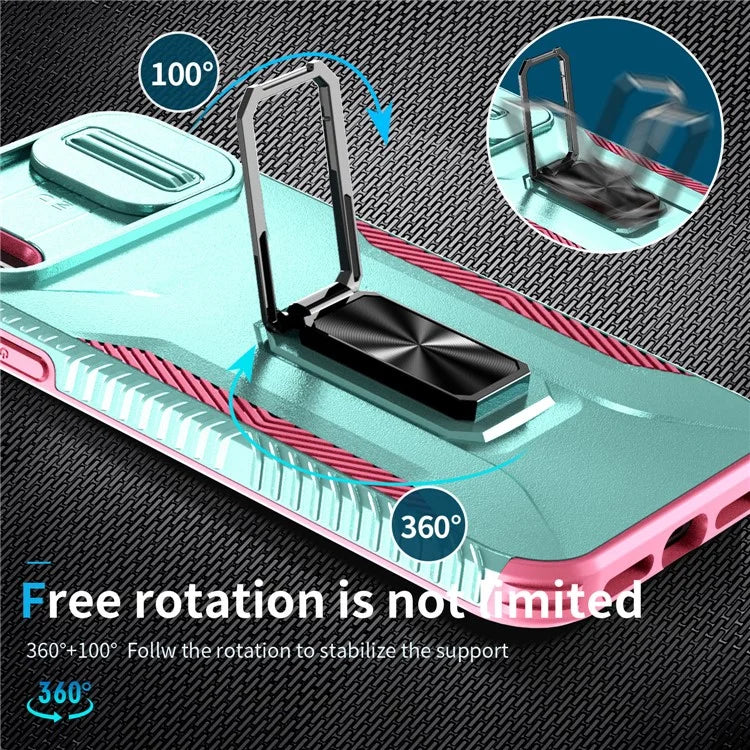 For iPhone X / XS Case with Camera Cover Slider, PC+TPU Armour Phone Shell
