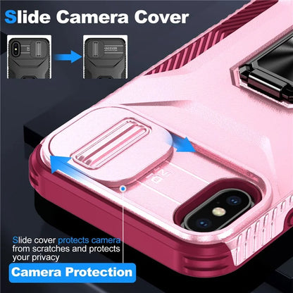 For iPhone X / XS Case with Camera Cover Slider, PC+TPU Armour Phone Shell