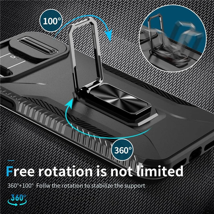 For iPhone X / XS Case with Camera Cover Slider, PC+TPU Armour Phone Shell