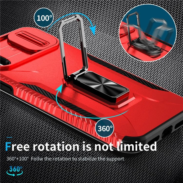 For iPhone X / XS Case with Camera Cover Slider, PC+TPU Armour Phone Shell