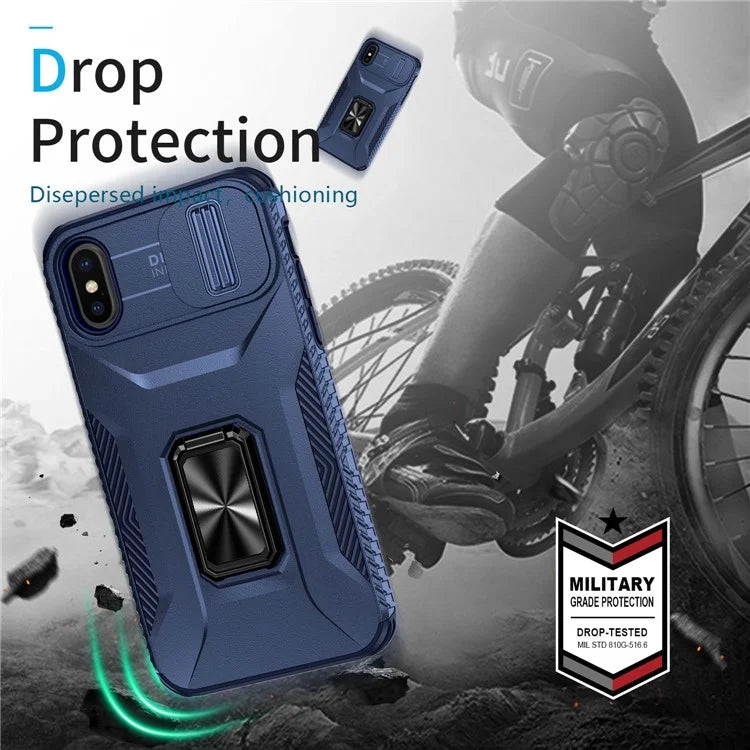 For iPhone XS Max Case with Camera Cover Kickstand Impact-Resistant Phone Protector