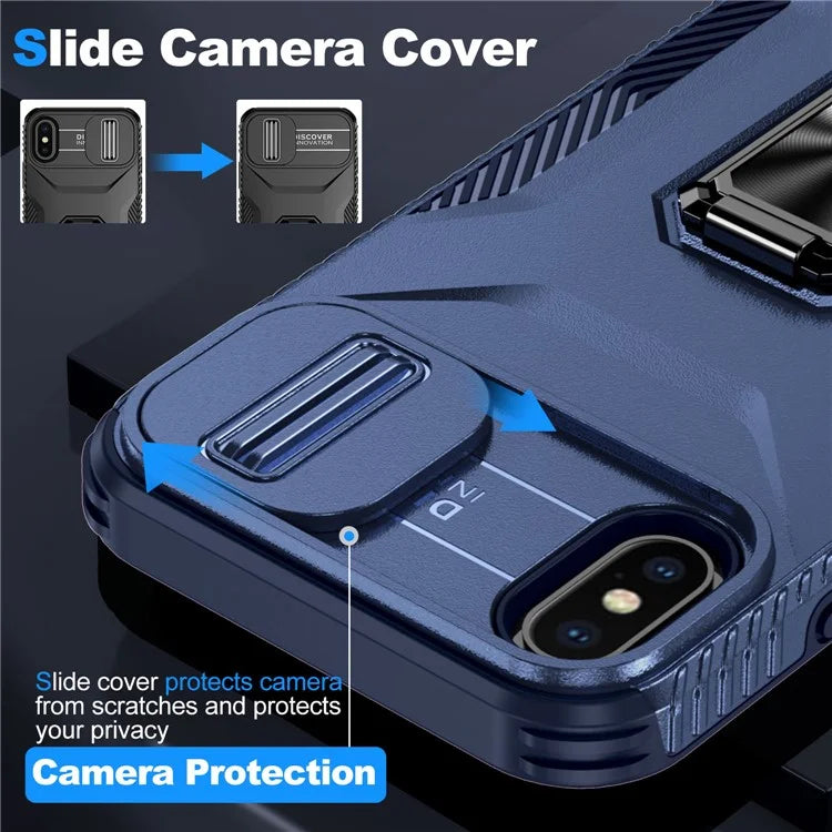 For iPhone XS Max Case with Camera Cover Kickstand Impact-Resistant Phone Protector
