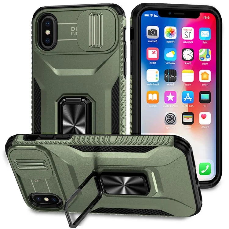 For iPhone XS Max Case with Camera Cover Kickstand Impact-Resistant Phone Protector