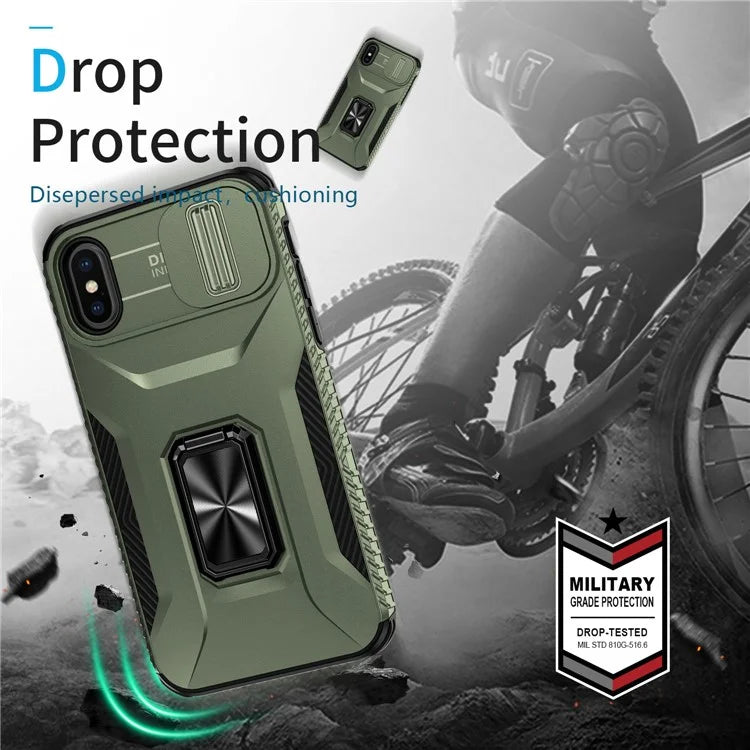 For iPhone XS Max Case with Camera Cover Kickstand Impact-Resistant Phone Protector