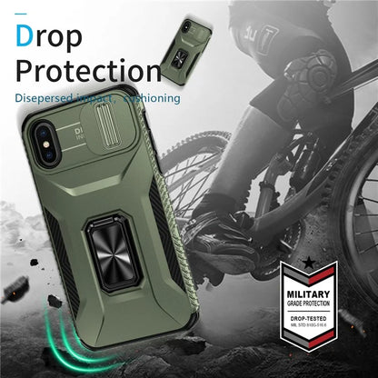 For iPhone XS Max Case with Camera Cover Kickstand Impact-Resistant Phone Protector