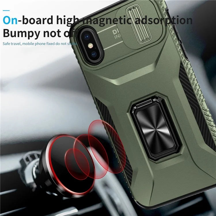 For iPhone XS Max Case with Camera Cover Kickstand Impact-Resistant Phone Protector