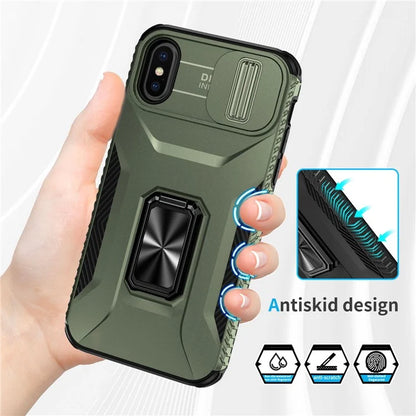 For iPhone XS Max Case with Camera Cover Kickstand Impact-Resistant Phone Protector