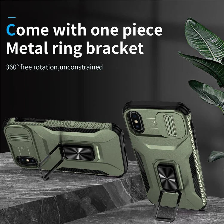 For iPhone XS Max Case with Camera Cover Kickstand Impact-Resistant Phone Protector