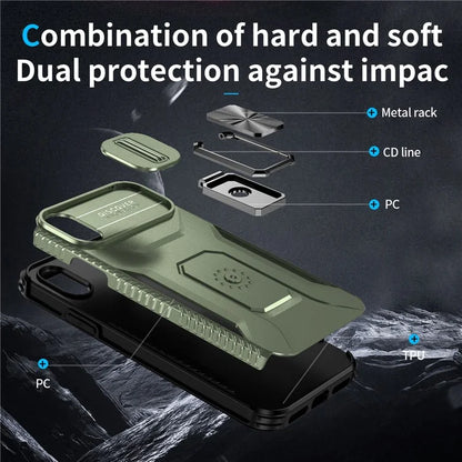 For iPhone XS Max Case with Camera Cover Kickstand Impact-Resistant Phone Protector
