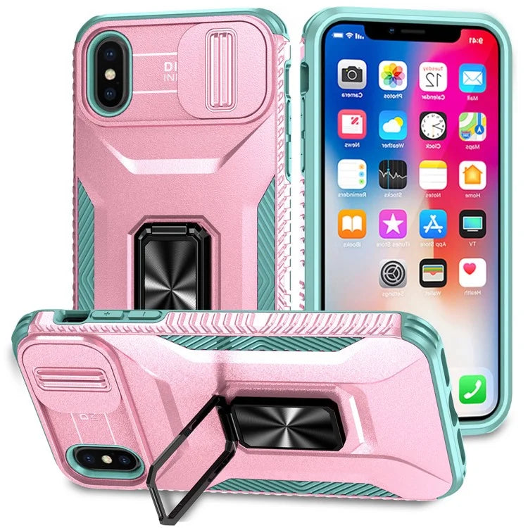 For iPhone XS Max Case with Camera Cover Kickstand Impact-Resistant Phone Protector
