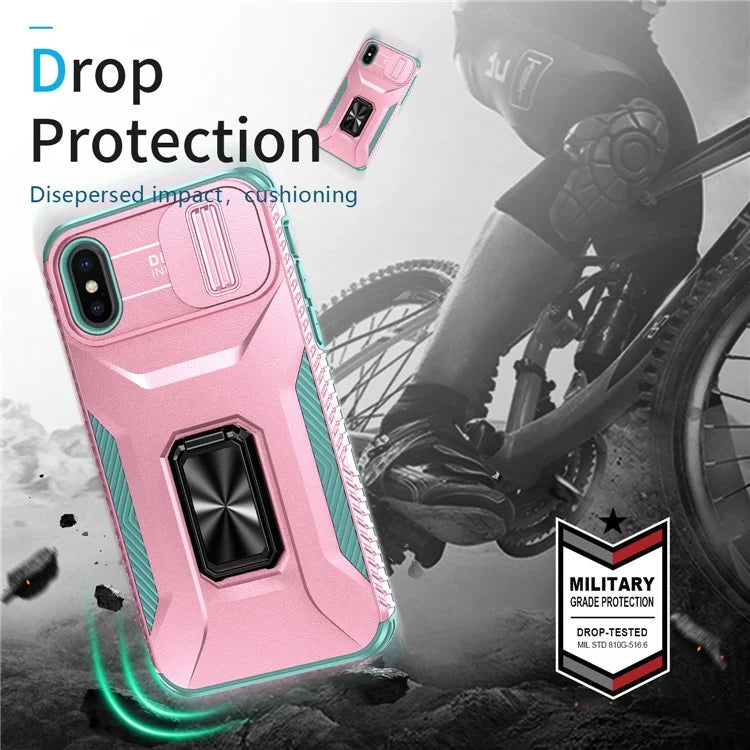 For iPhone XS Max Case with Camera Cover Kickstand Impact-Resistant Phone Protector