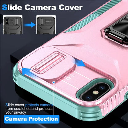 For iPhone XS Max Case with Camera Cover Kickstand Impact-Resistant Phone Protector