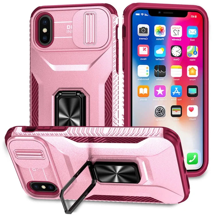 For iPhone XS Max Case with Camera Cover Kickstand Impact-Resistant Phone Protector